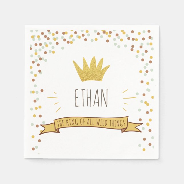 Wilde Dinge Papier Napkin Gold Crown Erster Geburt Serviette (Vorderseite)