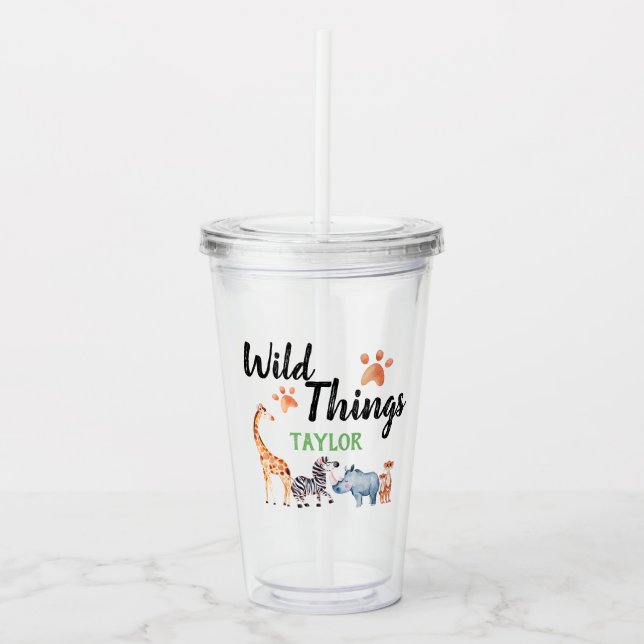 Wilde Dinge Safari Tier Geburtstag Kinder Wasserfa Acryltrinkbecher (Vorderseite)