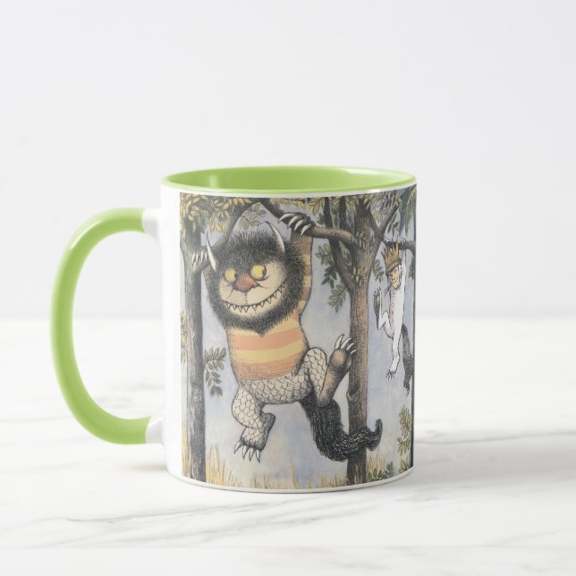 Wilde Dinge und Max schwingen von Bäumen Tasse (Links)