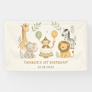 Wilde Dschungel-Safari-Party-Tiere Jungen-Geburtst Banner