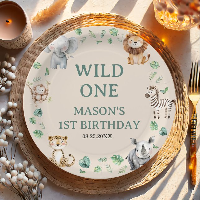 Wilde Dschungelsafari-Tiere Geburtstag Pappteller (Von Creator hochgeladen)