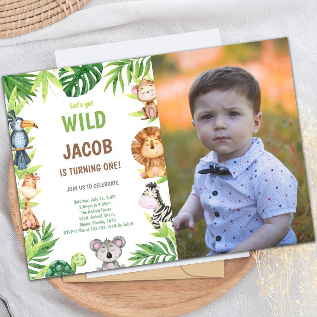 Wilde Einladung zum Foto (Wild One Birthday Invitations with photo)