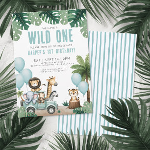 Wilde Eins Jungle Safari 1. Geburtstagsfeier Einladung