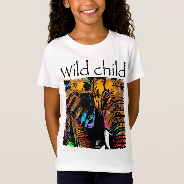 Wilde Elefantenregenbogen-Tiere T-Shirt (Vorderseite)