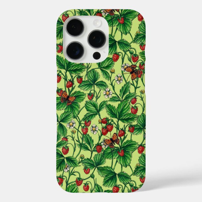 Wilde Erdbeeren auf Honigtaube iPhone 16 Pro Hülle (Rückseite)