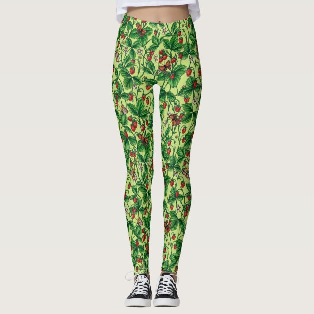 Wilde Erdbeeren auf Honigtaube Leggings (Vorderseite)