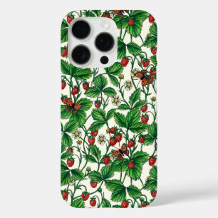 Wilde Erdbeeren auf weißem Grund iPhone 16 Pro Hülle
