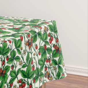Wilde Erdbeeren auf weißem Grund Tischdecke