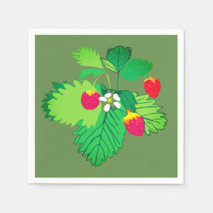 Wilde Erdbeeren Cocktail-Papier Servietten