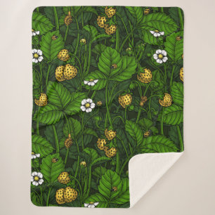 Wilde Erdbeeren, gelb und grün Sherpadecke