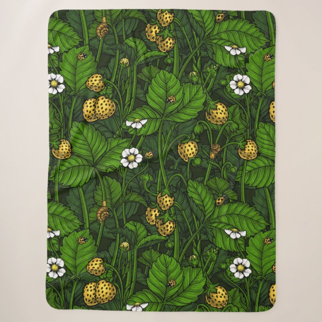 Wilde Erdbeeren, gelb und grün Sherpadecke (Vorderseite)