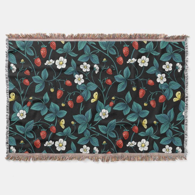 Wilde Erdbeeren rot/gelb/blau/schwarz Decke (Vorderseite)