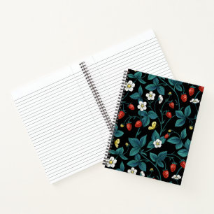 Wilde Erdbeeren rot/gelb/blau/schwarz Notizbuch