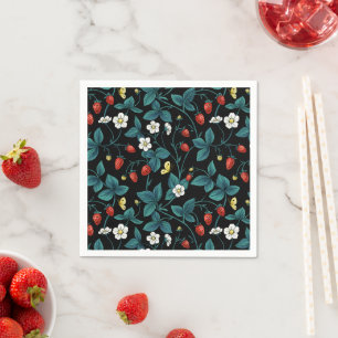 Wilde Erdbeeren rot/gelb/blau/schwarz Serviette