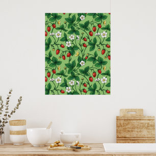 Wilde Erdbeeren rot/gelb/grün/ Poster