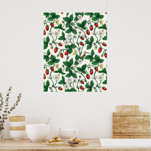 Wilde Erdbeeren rot/gelb/grün/weißlich Poster