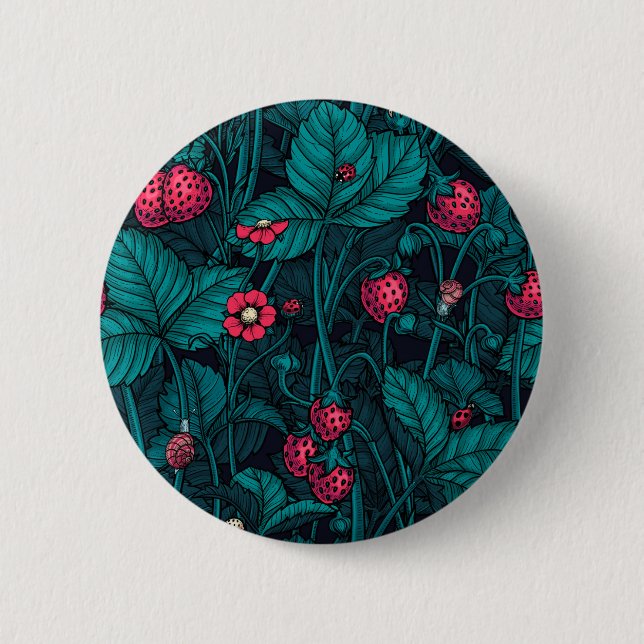 Wilde Erdbeeren, rot und blau Button (Vorderseite)