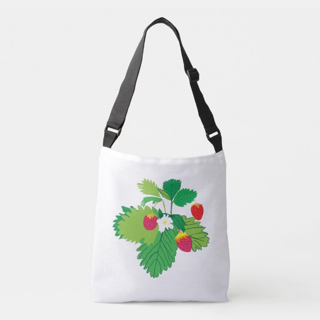 Wilde Erdbeeren-Tasche Tragetaschen Mit Langen Trägern (Vorderseite)