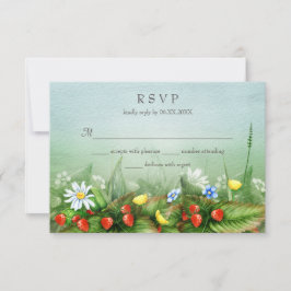 Wilde Erdbeeren Wildblumen Wiesenblau Himmel UAWG RSVP Karte
