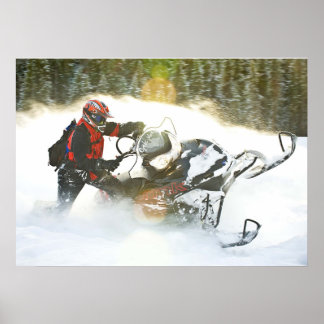 Wilde Fahrt Schneemobil Druck Poster