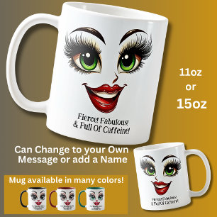 Wilde, fantastische Augen Lustiges Gesicht Kaffeetasse