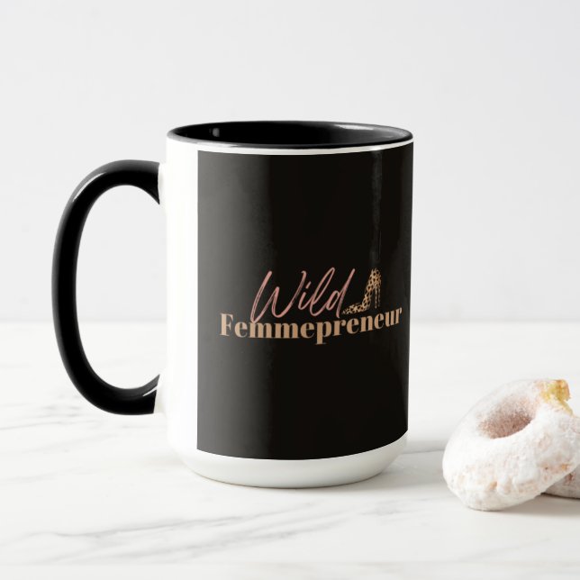 Wilde Femmepreneur-Tasse Schwarz-Pink Tasse (Mit Donut)