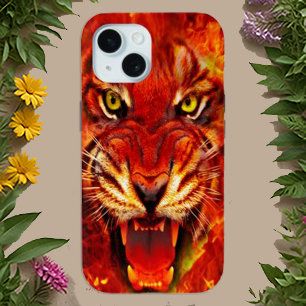 Wilde feurige brüllende Tiger-Kunst iPhone 15 Hülle