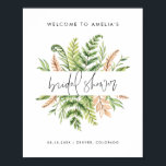 Wilde Foliage-Brautpartys willkommen Poster<br><div class="desc">Herzlich willkommen zu Ihrer Veranstaltung mit diesem Brautparty-Willkommensschild. Es zeigt Aquarellbilder von Farnen und anderem Blattwerk. Personalisieren Sie diese durch Hinzufügen von Namen, Datum und Ort. Dieses Grün-Brautparty-Begrüßungsschild ist ideal für Brautpartys im Frühjahr und im Winter.</div>