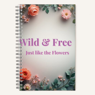 Wilde & freie Florallinienkunst Boho Minimal De Notizbuch