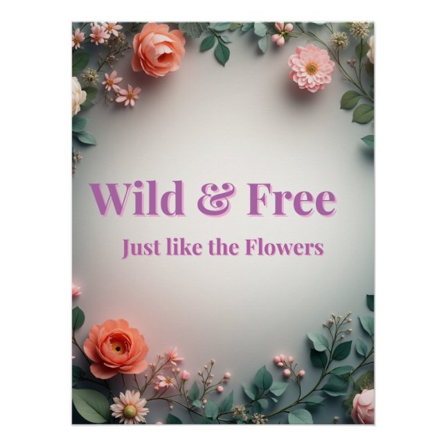 Wilde & freie Florallinienkunst | Boho Minimal Des Poster (Vorderseite)