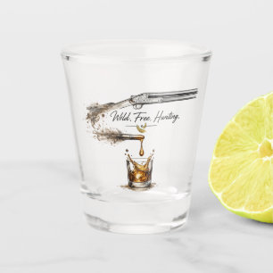 Wilde, freie Jagd Schrotflinte & Kugel zu Bourbon Schnapsglas