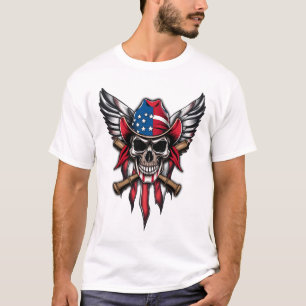Wilde Freiheit, amerikanischer Schädel mit Basebal T-Shirt