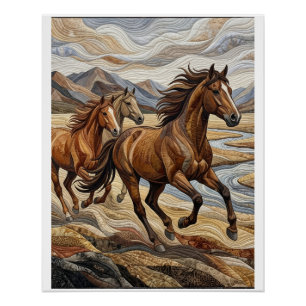 Wilde galoppierende Pferde Majestätische Natur Sta Poster