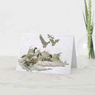 Wilde Gänse im Schnee Weihnachtskarte (Leere) Feiertagskarte