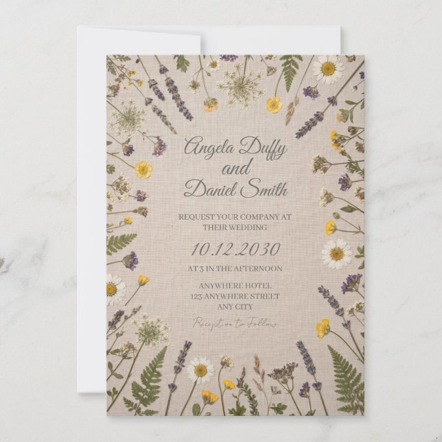 Wilde Gänseblümchen-Wiese Hochzeitseinladung Einladung (Vorderseite)