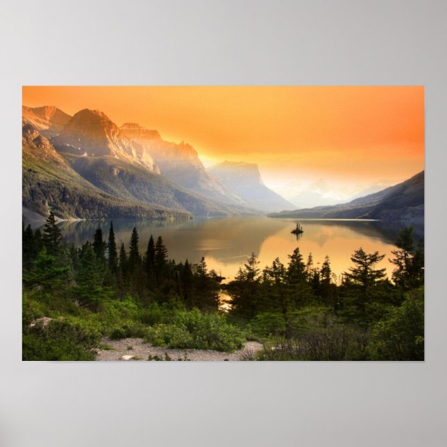 Wilde Gänsinsel im Glacier Nationalpark Poster (Vorne)