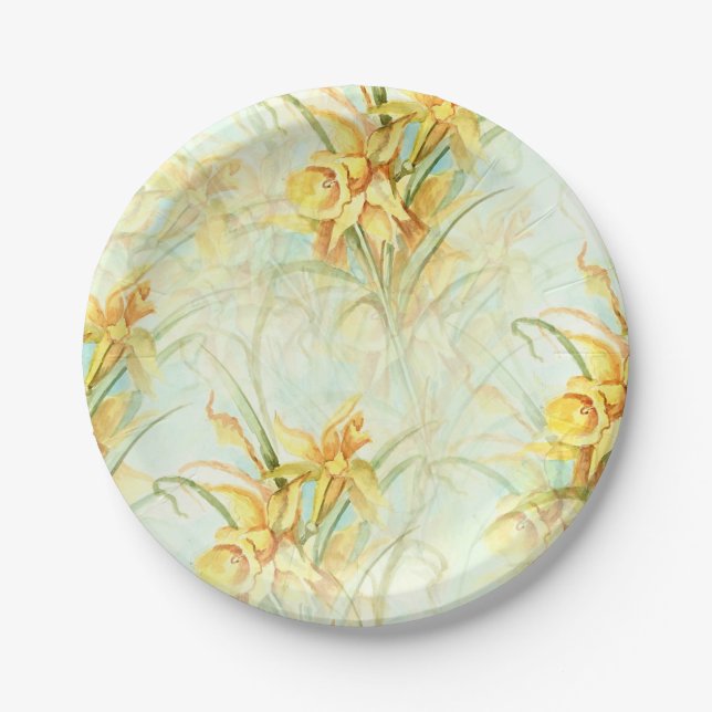 Wilde gelbe Blumen Pappteller (Vorderseite)