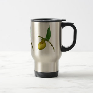 Wilde Gelbe Dame Slipper Blume Foto Travel Mug Reisebecher