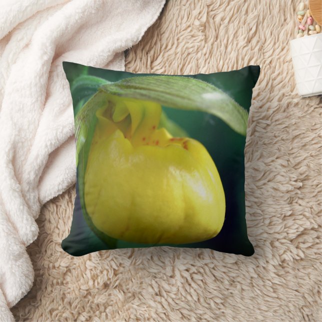 Wilde Gelbe Dame Slipper Orchid-Blume Nah Kissen (Decke)