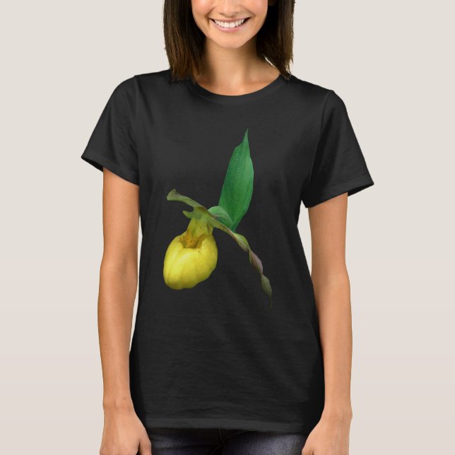 Wilde Gelbe Dame Slipper Orchid-Blume T-Shirt (Vorderseite)