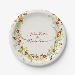 Wilde gelbe Tagetes-Blüten Hochzeit Pappteller
