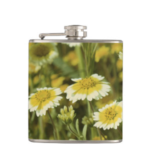 Wilde gelbe und weiße Sonnenblumen Flachmann