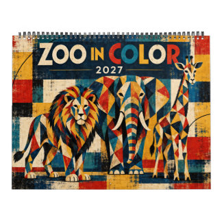 Wilde Geometrie 2027 – Bunte Zoo-Tier-Kunst Kalender