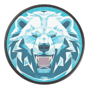 Wilde geometrische Illustration eines Eisbären Eishockey Puck