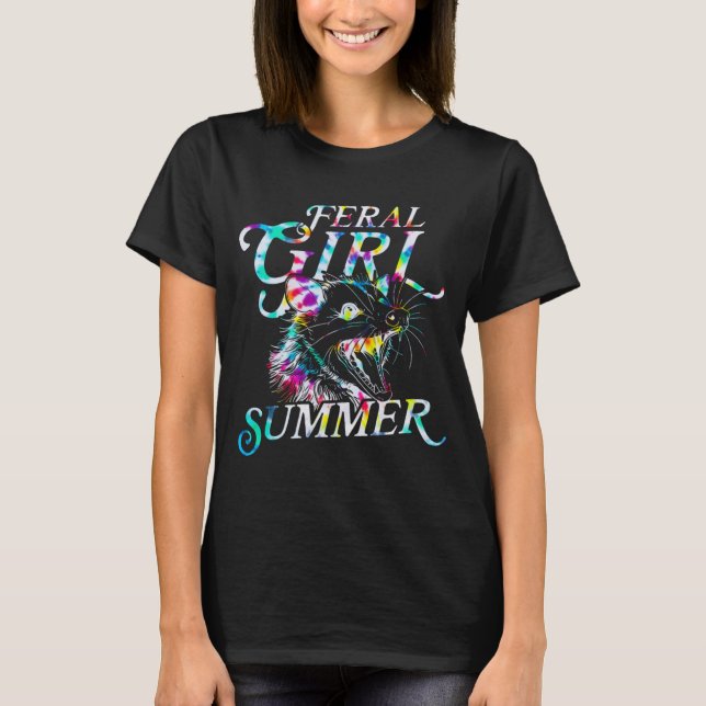 wilde Girl Sommer lustige possum gefärbte Krawatte T-Shirt (Vorderseite)