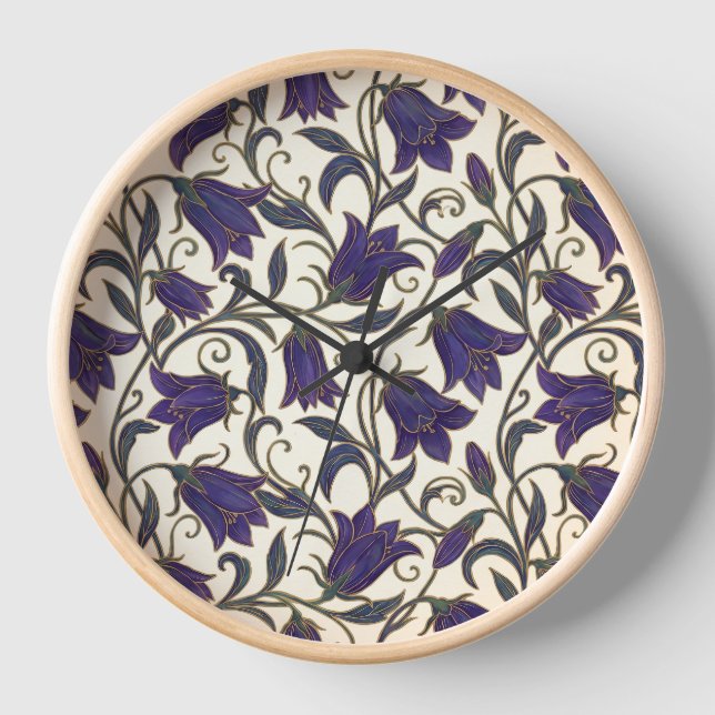 Wilde Glockenblumenmuster Uhr (Vorderseite)