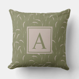Wilde Gräser und kundenspezifische Monogramm auf S Kissen