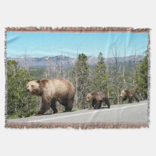 Wilde Grizzles im Yellowstone Foto Souvenir Decke