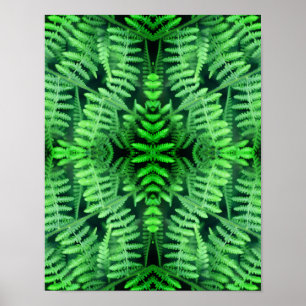 Wilde grüne Blattfarne abstrakt       Poster
