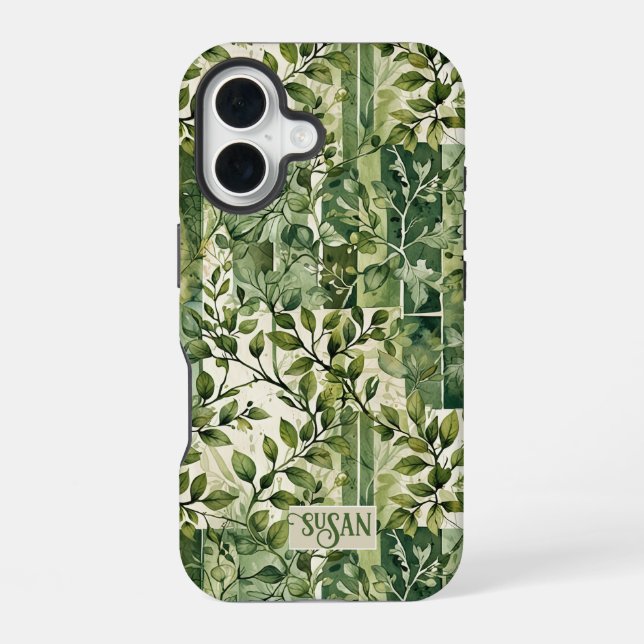 Wilde grüne Blattreben iPhone 16 Hülle (Rückseite)